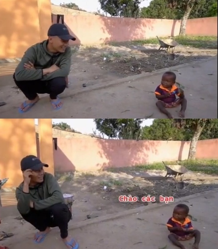  
Em trai Lôi Con thể hiện kỹ năng nói tiếng Việt cực chuẩn. (Ảnh: Chụp màn hình YouTube Quang Linh Vlogs)