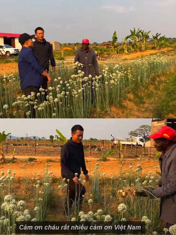  Trưởng thôn bày tỏ tình cảm đến con người Việt Nam. (Ảnh: Chụp màn hình YouTube Quang Dũng Vlogs - Cuộc Sống ở Châu Phi)