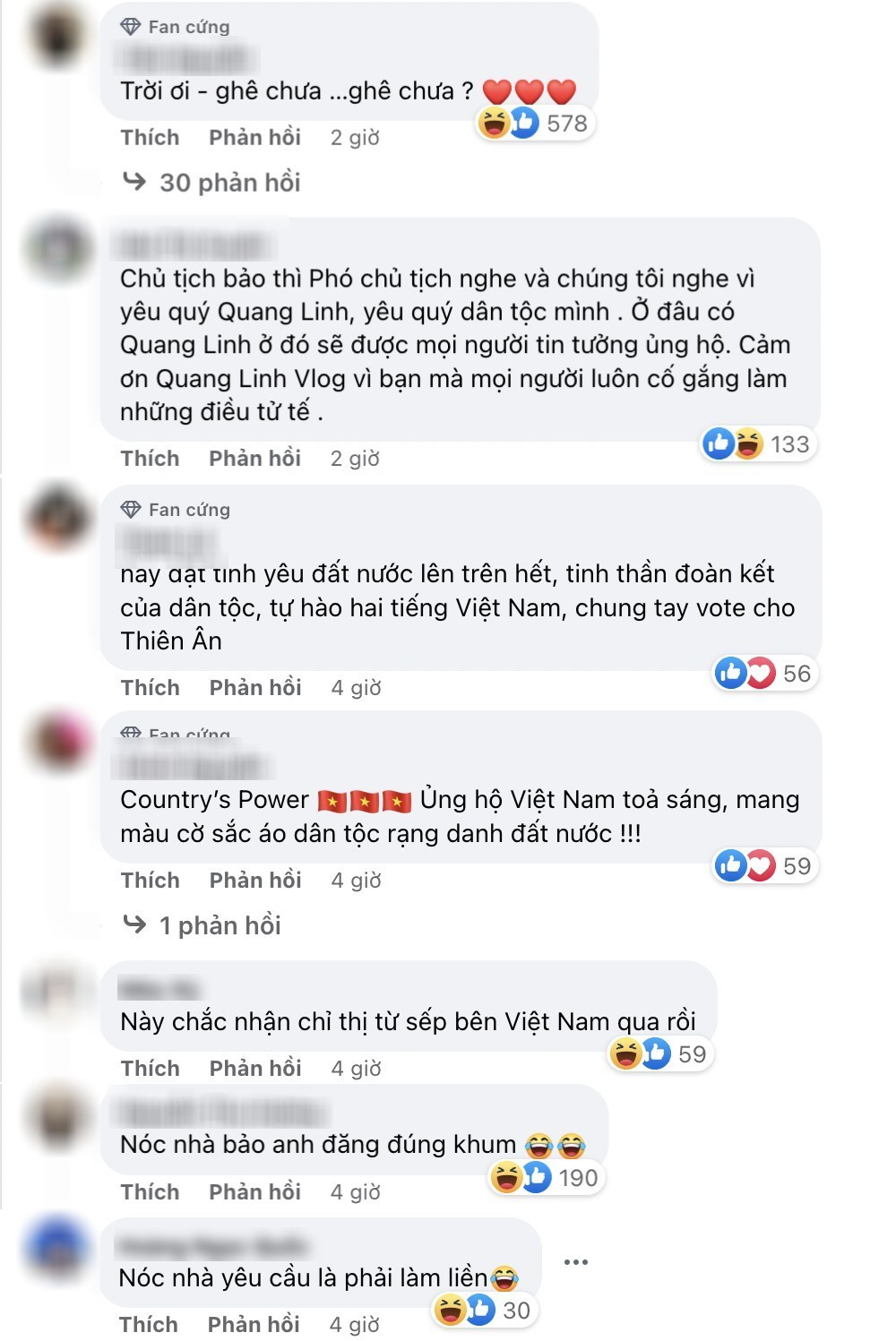  
Dân tình bình luận sôi nổi phía dưới bài đăng của Quang Linh Vlogs. (Ảnh: FB Quang Linh Vlogs)