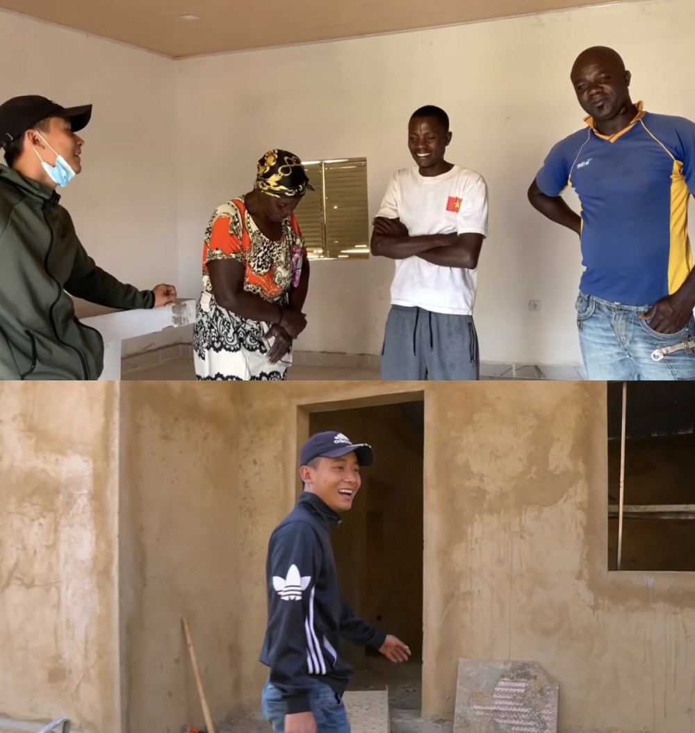  
Đáp lại điều đó, Quang Linh cũng đã giúp Lindo xây nhà, có công ăn việc làm. (Ảnh: YouTube Quang Linh Vlogs - Cuộc Sống ở Châu Phi)