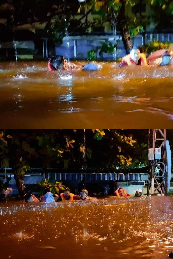  
Hình ảnh bà con Đà Nẵng chới với giữa dòng nước khiến nhiều người xót xa. (Ảnh: VTC News)