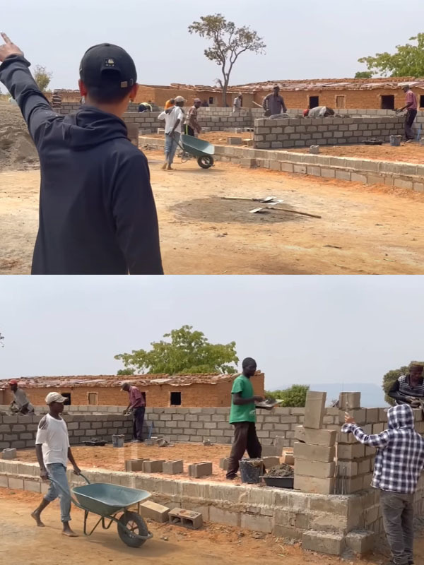  Dự án xây dựng trường học của Quang Linh và team châu Phi cũng đang được gấp rút hoàn thiện. (Ảnh: Cắt từ clip YouTube Quang Linh Vlogs - Cuộc Sống ở Châu Phi)