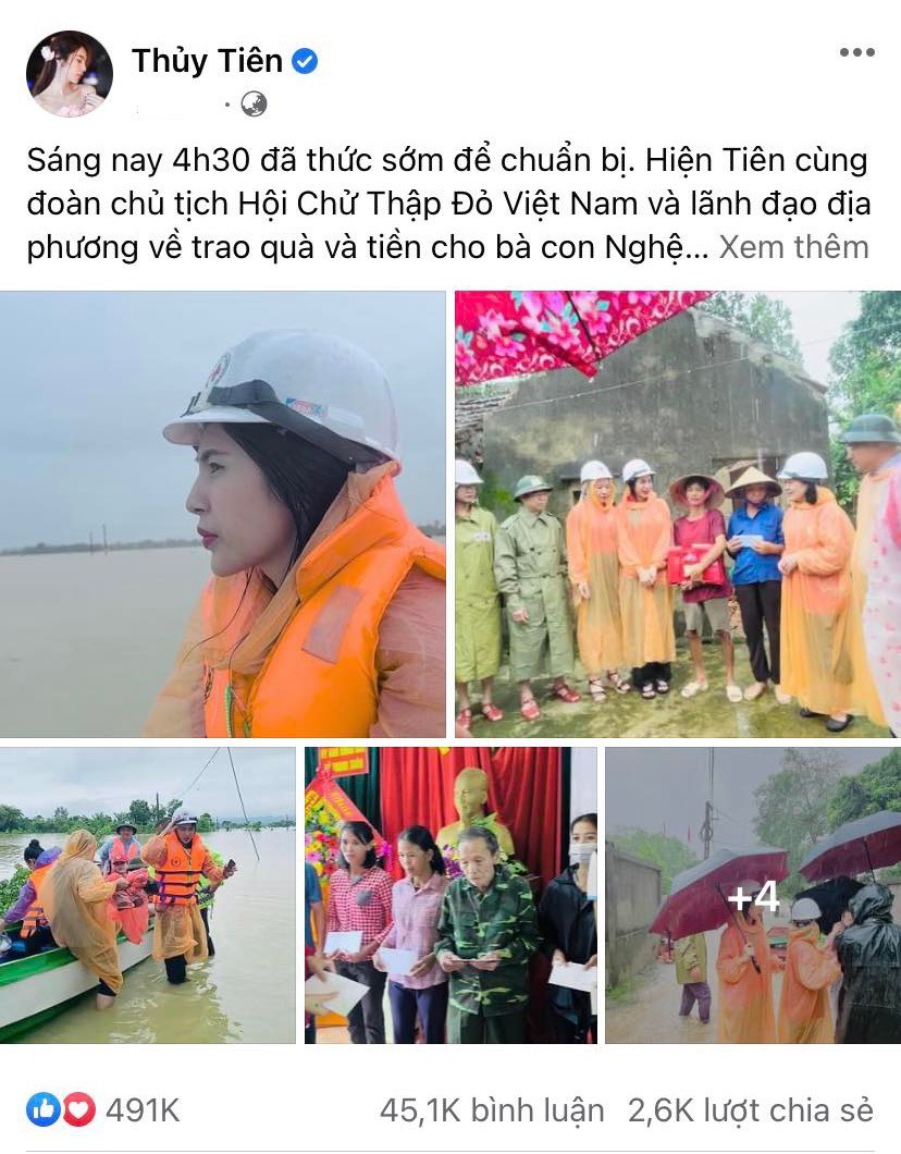  
Thủy Tiên đi cứu trợ bà con từ sáng sớm. (Ảnh: FB Thủy Tiên) - Tin sao Viet - Tin tuc sao Viet - Scandal sao Viet - Tin tuc cua Sao - Tin cua Sao