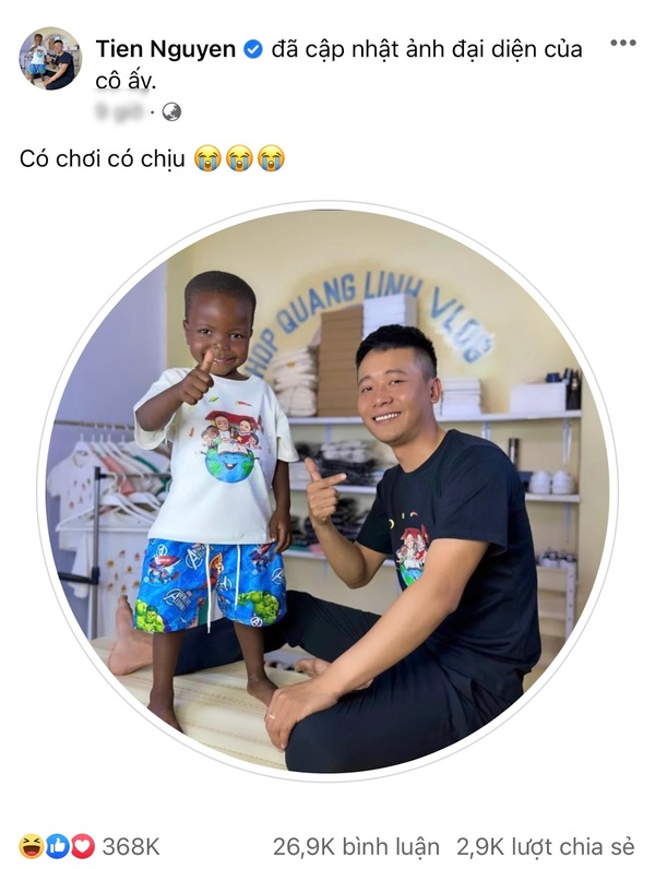  Thùy Tiên đổi ảnh đại diện sang hình Lôi Con và Quang Linh với biểu cảm “cam chịu”. (Ảnh: FB Tien Nguyen)