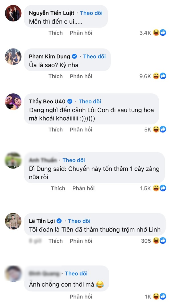  Không những các fan, một vài người nổi tiếng cũng đã để lại bình luận trêu Thùy Tiên. (Ảnh: FB Tien Nguyen)