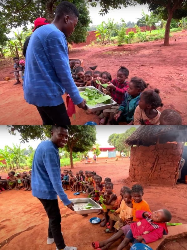  Ăn xong, Lindo lại nhắc nhở các cháu vứt rác đúng nơi quy định. (Ảnh: Chụp màn hình YouTube Lindo Vlogs - Cuộc sống ở Châu Phi)