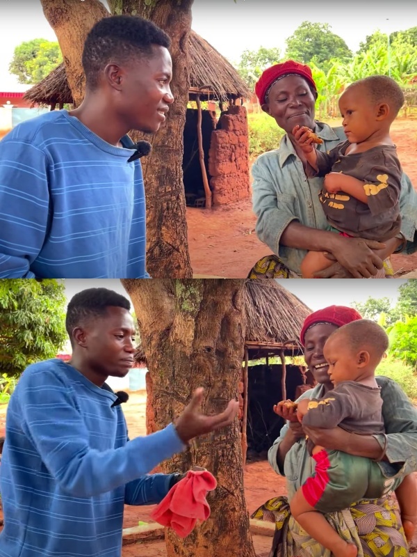  Lindo liên tục thể hiện khả năng nói tiếng Việt khi giao lưu với người dân nơi đây. (Ảnh: Chụp màn hình YouTube Lindo Vlogs - Cuộc sống ở Châu Phi)