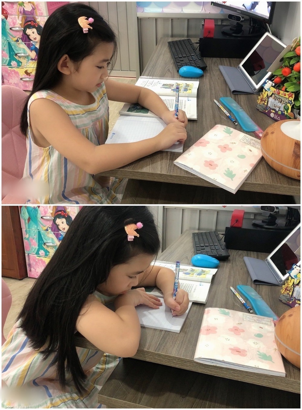  Không chỉ học ở trường, bé Lavie còn chăm chỉ làm bài tập về nhà. (Ảnh: Facebook M.C) - Tin sao Viet - Tin tuc sao Viet - Scandal sao Viet - Tin tuc cua Sao - Tin cua Sao