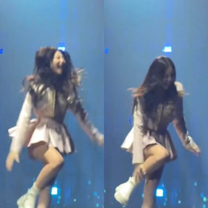  
Jennie đang nhảy bỗng chân đau nhói. (Ảnh: Chụp màn hình TikTok jungg2104)