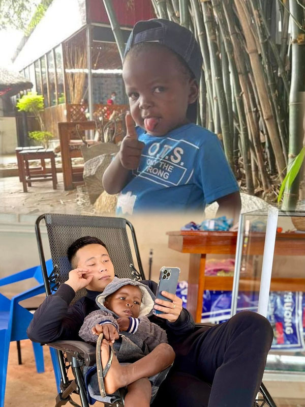 Lôi Con là cậu bé người Angola đang “gây sốt” từ những khoảnh khắc xuất hiện bên cạnh Quang Linh. (Ảnh: FB Phạm Quang Linh)
