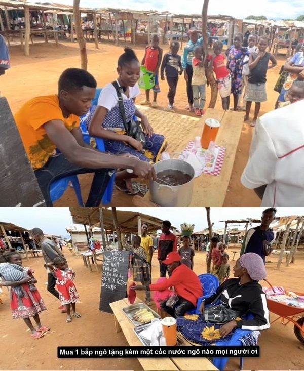  
Lindo bán rất nhiều món ngon cho bà con Angola. (Ảnh: Chụp màn hình YouTube Lindo Vlogs)