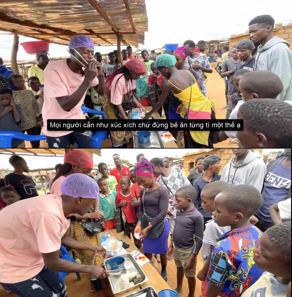  
Lindo nhiệt tình rao bán, hướng dẫn mọi người cách ăn chả lá lốt. (Ảnh: Chụp màn hình YouTube Lindo Vlogs)