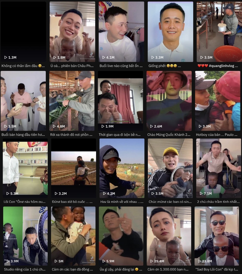  
Mọi video anh chàng đăng tải đều có lượt view lên đến hàng triệu. (Ảnh: TikTok Phạm Quang Linh)