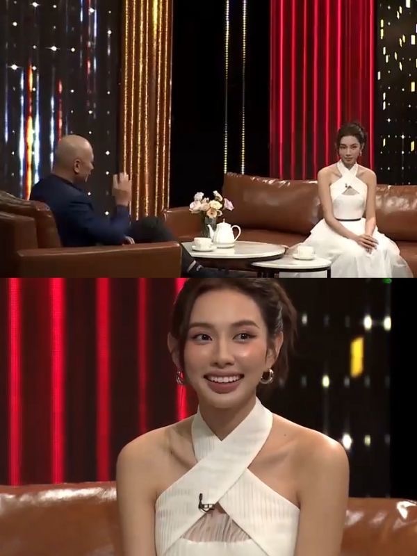 Trên sóng truyền hình, nàng hậu thừa nhận Quang Linh là hình mẫu lý tưởng. (Ảnh: Chụp màn hình VTV Show) - Tin sao Viet - Tin tuc sao Viet - Scandal sao Viet - Tin tuc cua Sao - Tin cua Sao