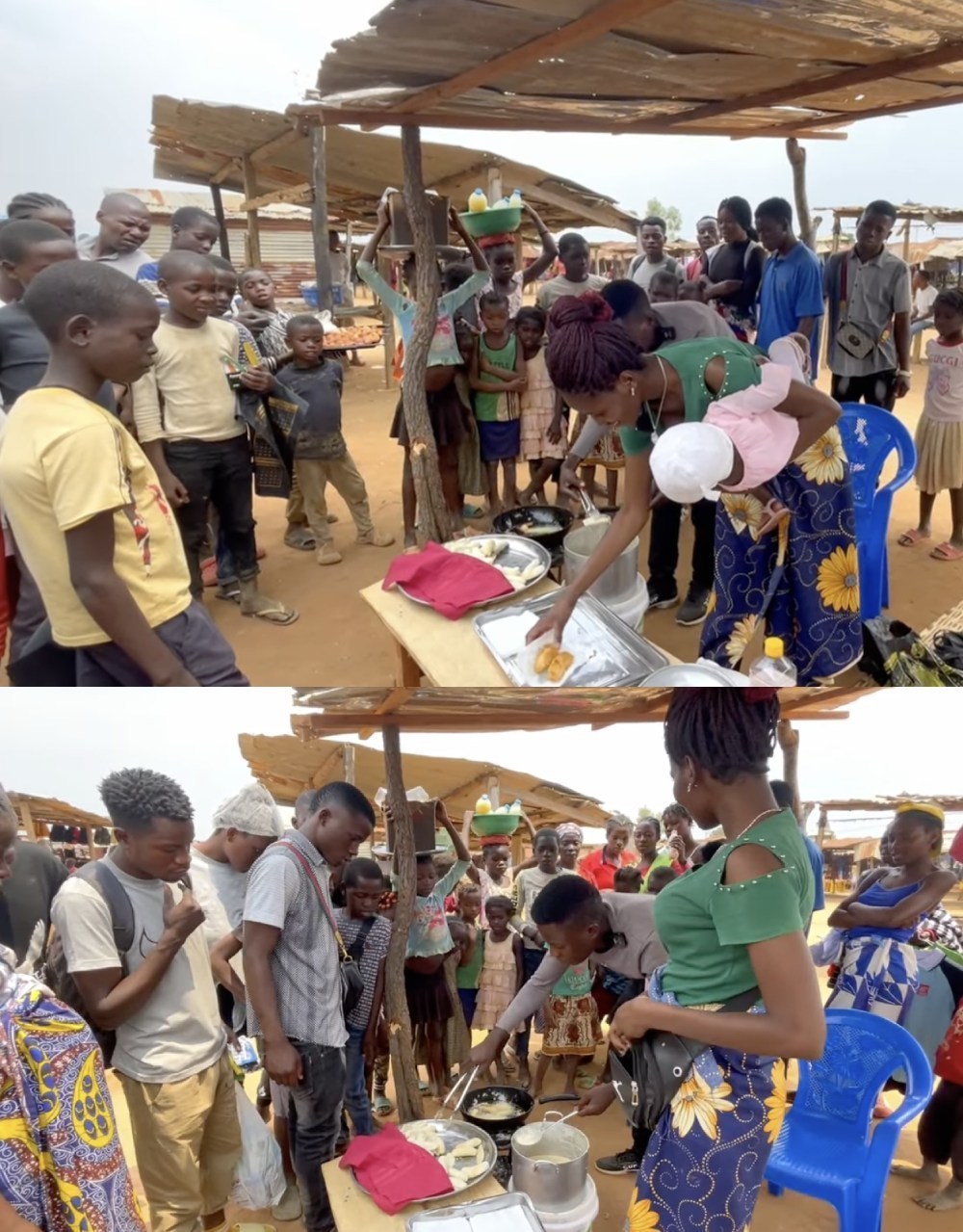  Lindo chinh phục bà con ở chợ Angola với món bánh chuối chiên của Việt Nam. (Ảnh: YouTube Lindo Vlogs - Cuộc Sống ở Châu Phi)