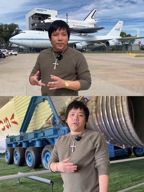  
Clip mới nhất Khoa Pug đã review chi tiết về máy bay khổng lồ cõng phi thuyền con thoi ở NASA. (Ảnh cắt từ clip YouTube Khoa Pug)