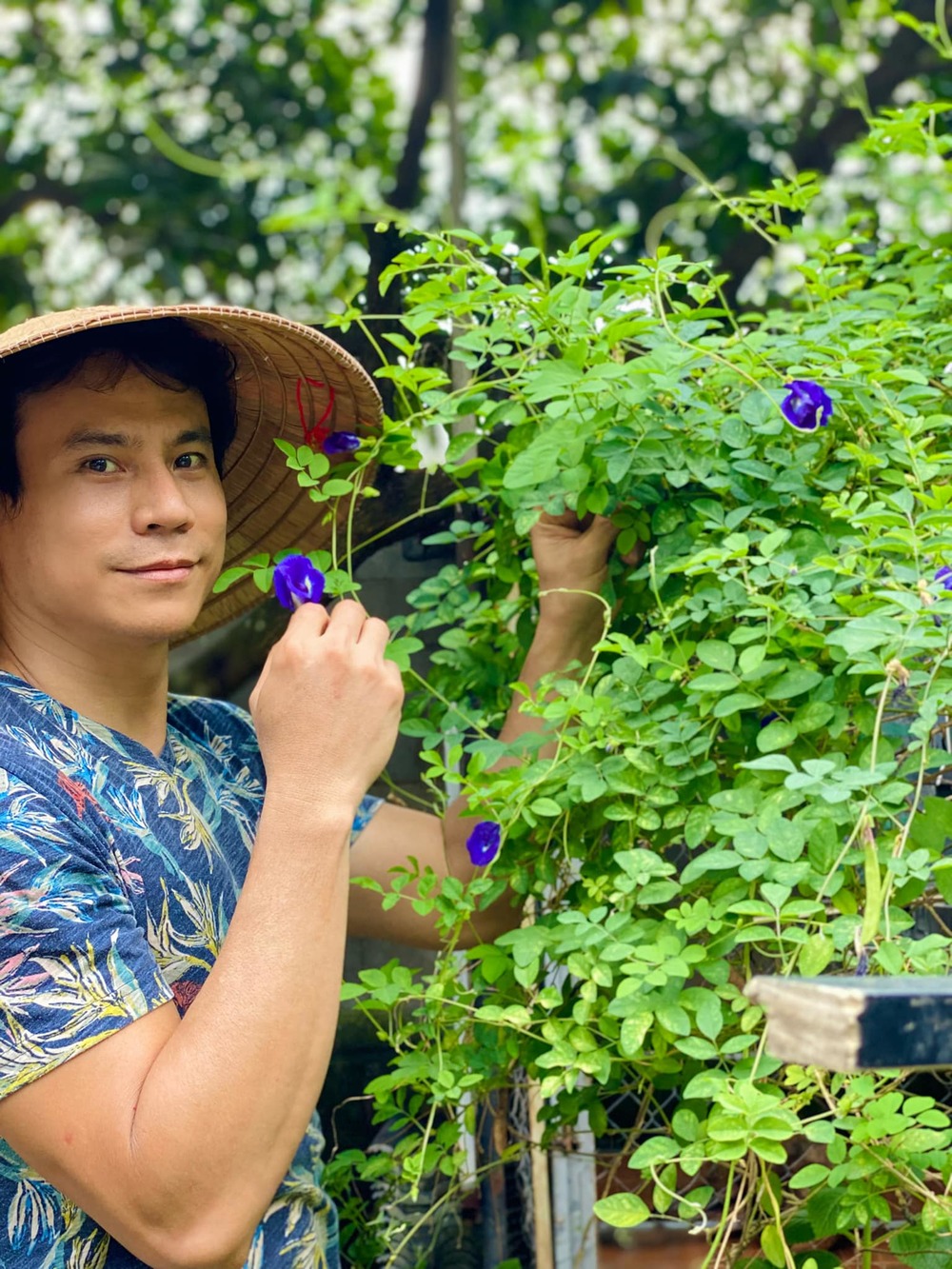  Nam diễn viên luôn tự tay chăm sóc cây trồng trong khu vườn của mình. (Ảnh: FB Trí Quang) - Tin sao Viet - Tin tuc sao Viet - Scandal sao Viet - Tin tuc cua Sao - Tin cua Sao