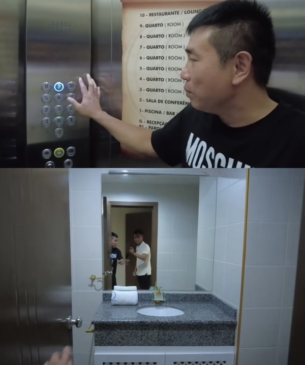  Quang Linh cùng anh Nguyễn Tiến review khắp mọi ngóc ngách trong căn phòng. (Ảnh: Chụp màn hình YouTube ​Nguyễn Tiến - Cuộc Sống ở Châu Phi)