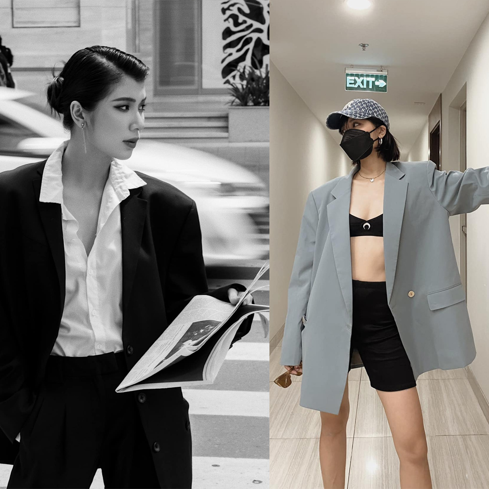  
Blazer là item quen thuộc của cô. (Ảnh: Facebook Đồng Ánh Quỳnh)