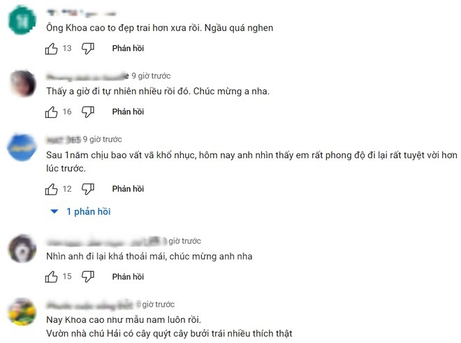  
Người hâm mộ chúc mừng vì dáng đi của nam YouTuber đã tốt hơn rất nhiều so với trước đây. (Ảnh cắt từ clip YouTube Khoa Pug)