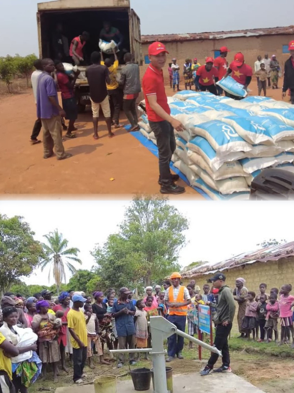  Anh em Việt Nam và mạnh thường quân thường xuyên tặng cho bà con Angola những món quà ý nghĩa. (Ảnh: Chụp màn hình Quang Linh Vlogs - Cuộc Sống ở Châu Phi)