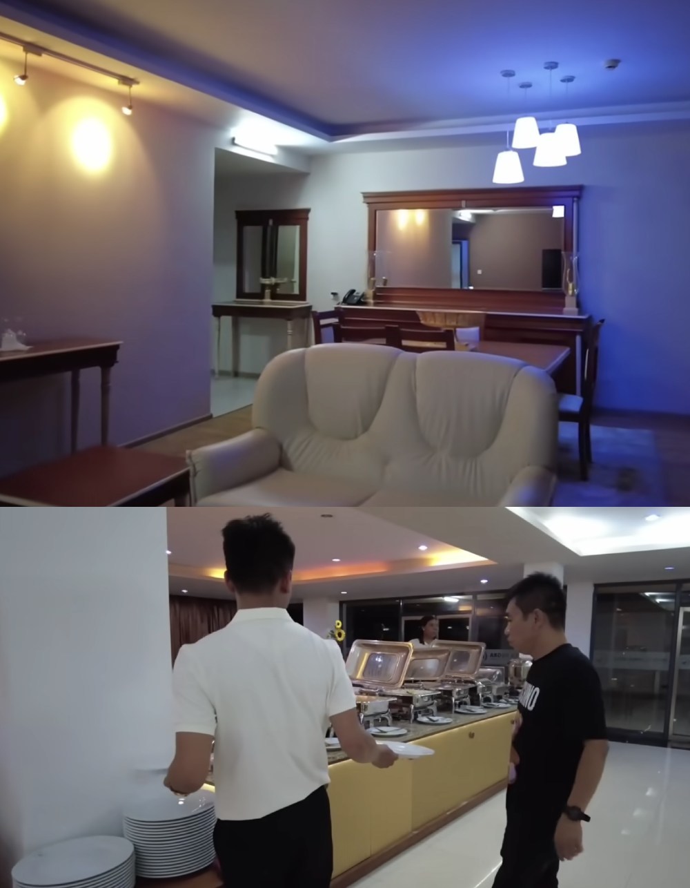  Quang Linh lần đầu thưởng thức buffet tại khách sạn Angola. (Ảnh: Chụp màn hình YouTube ​Nguyễn Tiến - Cuộc Sống ở Châu Phi)