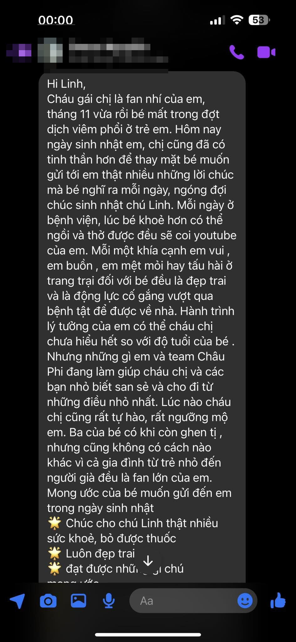  Một người thân đã gửi tâm thư của cháu gái đến Quang Linh. (Ảnh: FB Phạm Quang Linh)