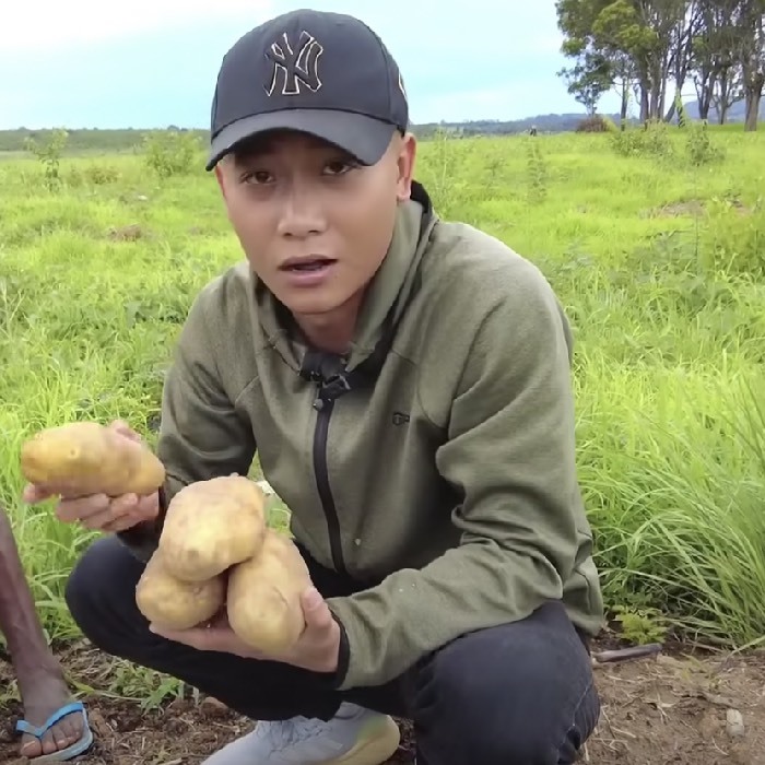  
Những củ khoai tây giống Nam Phi này sẽ được trồng thử nghiệm tại đất Angola. (Ảnh: YouTube Quang Linh Vlogs)