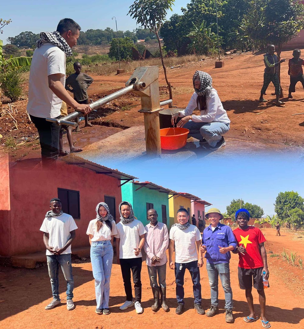  Trước đó Thùy Tiên sang châu Phi cùng Quang Linh thực hiện các dự án thiện nguyện. (Ảnh: Quang Linh Vlogs)