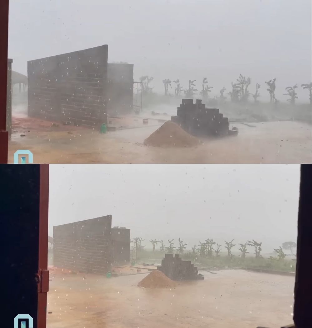  Cơn bão lớn xảy ra ở khu vực trang trại của Quang Linh. (Ảnh: Chụp màn hình YouTube Quang Linh Vlogs)