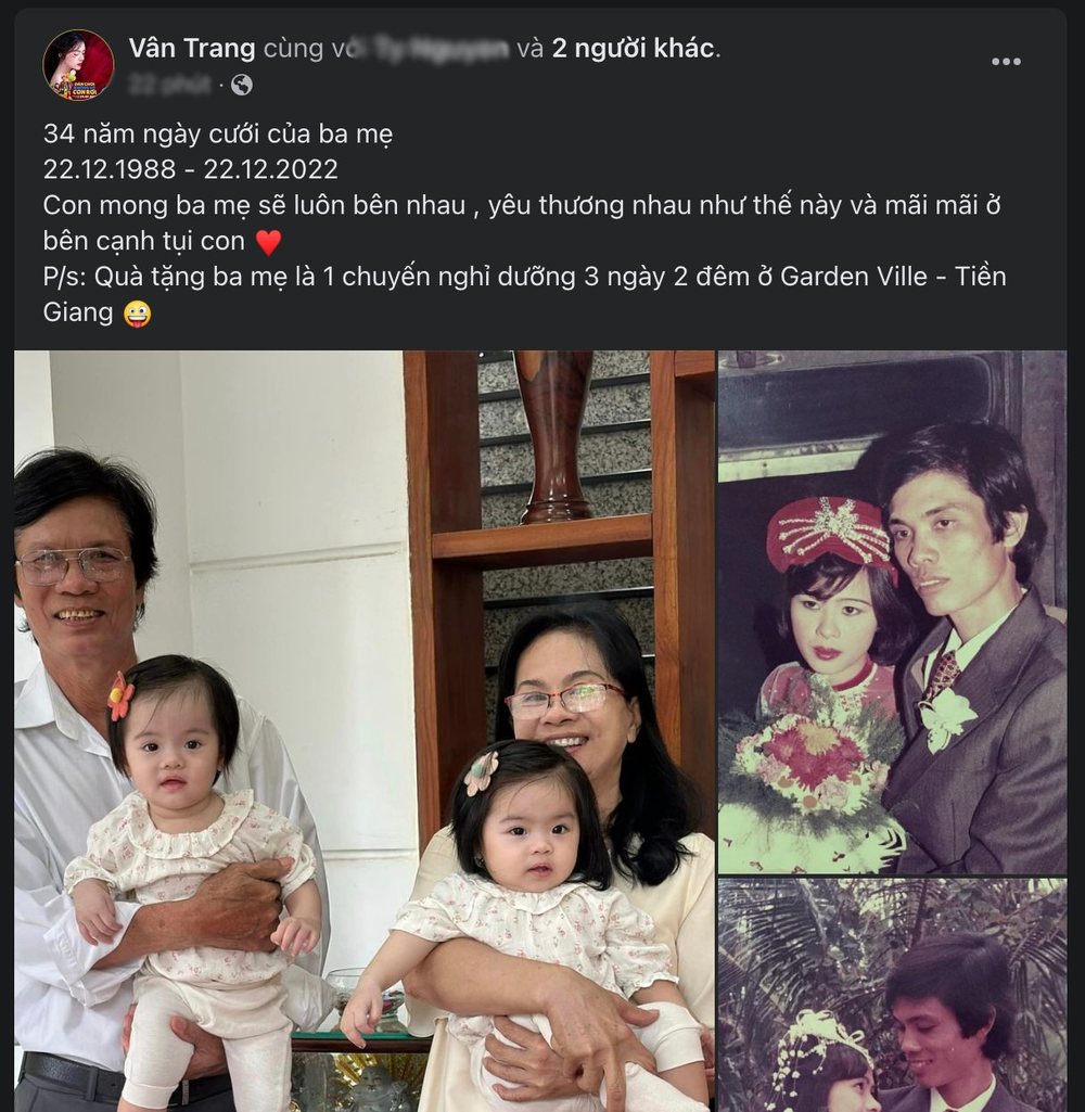 Vân Trang khoe ảnh ba mẹ ngày cưới nhìn vào biết ngay con gái giống ai
