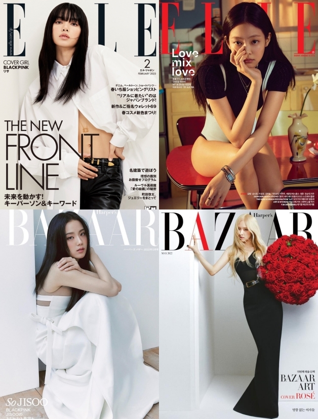  
4 BLACKPINK members take turns on the cover of the magazine, covering 12 months in 2022. (Photo: Elle, Harper's Bazaar)