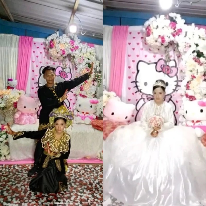  
Đám cưới được trang trí toàn Hello Kitty của cặp đôi Indonesia. (Ảnh: Asiaone)
