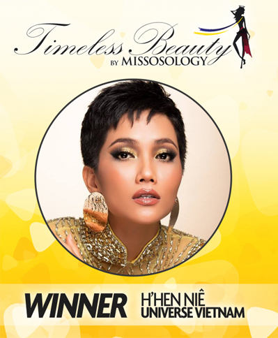  H'Hen Niê chiến thắng giải thưởng Timeless Beauty 2018 trước hàng loạt nàng hậu đình đám quốc tế. (Ảnh: Missosology)