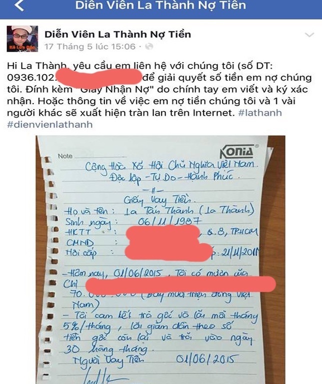  
La Thành bị tố nợ nần thời điểm đó. (Ảnh: Thanh Niên)