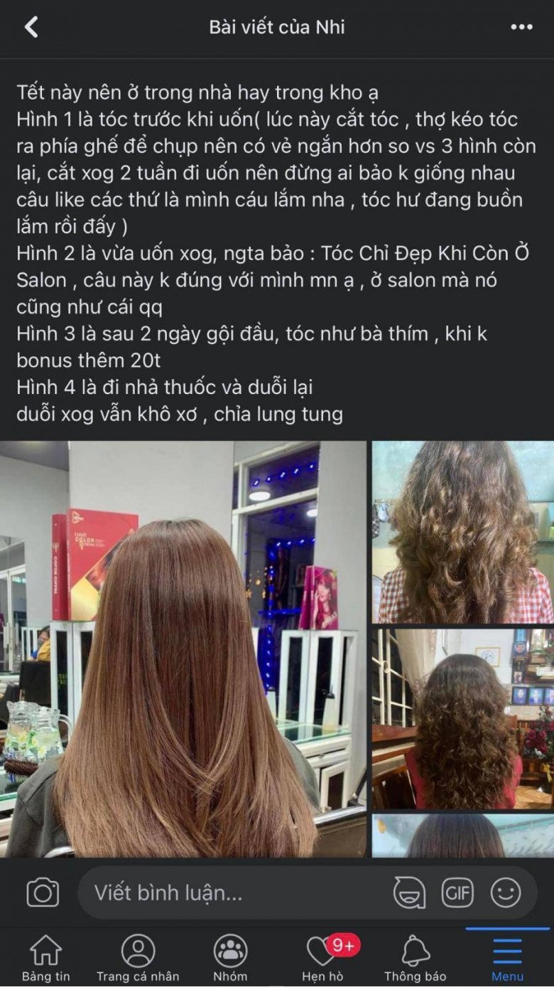  Cô gái này đành phải chi tiền đi duỗi lại tóc ngay sau khi làm. (Ảnh: Người Đưa Tin)