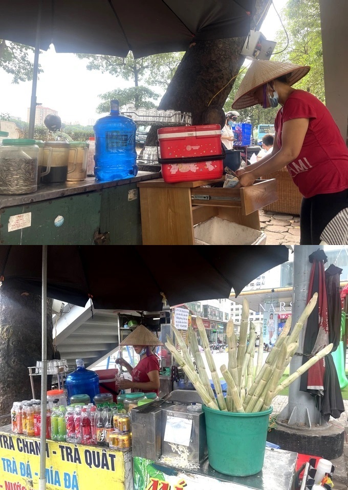  
Ngoài bán trà đá người phụ nữ còn bán thêm cả nước mía và các loại nước giải khát. (Ảnh: Dân trí)