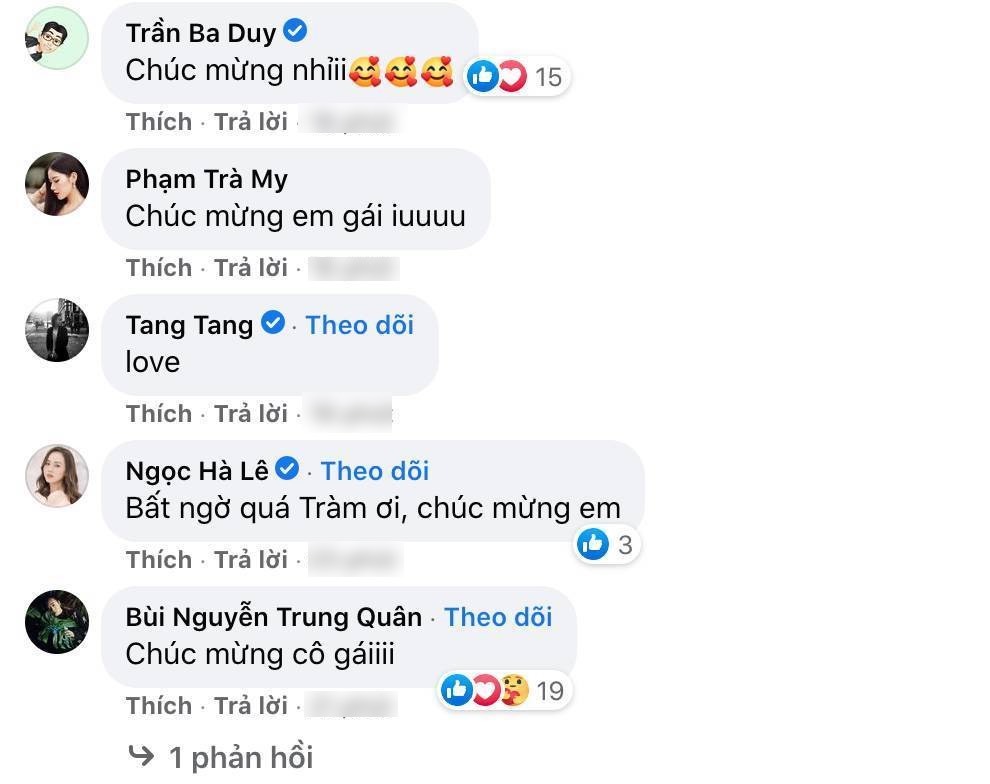  
Thời điểm đó, nhiều sao Việt cũng lên tiếng chúc mừng. (Ảnh: Phạm Thị Hương Tràm) - Tin sao Viet - Tin tuc sao Viet - Scandal sao Viet - Tin tuc cua Sao - Tin cua Sao