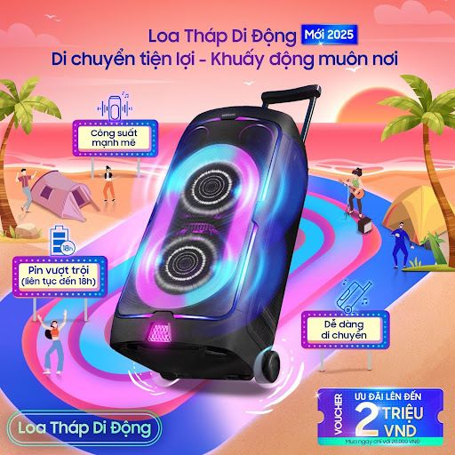 Loa tháp di động Samsung sở hữu nhiều ưu điểm khi sử dụng trong các hoạt động ngoài trời.
Loa tháp di động Samsung sở hữu nhiều ưu điểm khi sử dụng trong các hoạt động ngoài trời.