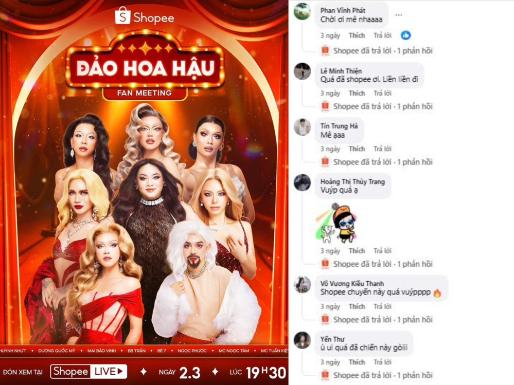 Ngay sau khi Shopee công bố Fan Meeting đầu tiên của Đảo Hoa Hậu, khán giả đã nhanh chóng phấn khích và sẵn sàng “lên lịch” chờ ngày “hội ngộ”.
Ngay sau khi Shopee công bố Fan Meeting đầu tiên của Đảo Hoa Hậu, khán giả đã nhanh chóng phấn khích và sẵn sàng “lên lịch” chờ ngày “hội ngộ”.