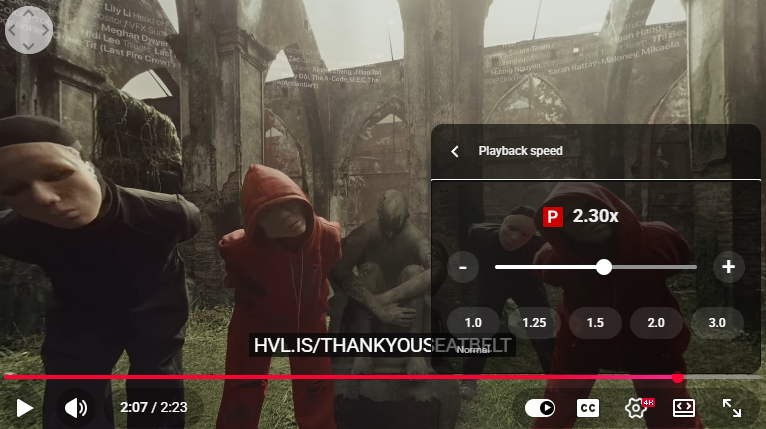 Chỉnh tốc độ phát lên 2.3x và nhận được thông điệp bất ngờ từ MCK.
Chỉnh tốc độ phát lên 2.3x và nhận được thông điệp bất ngờ từ MCK.