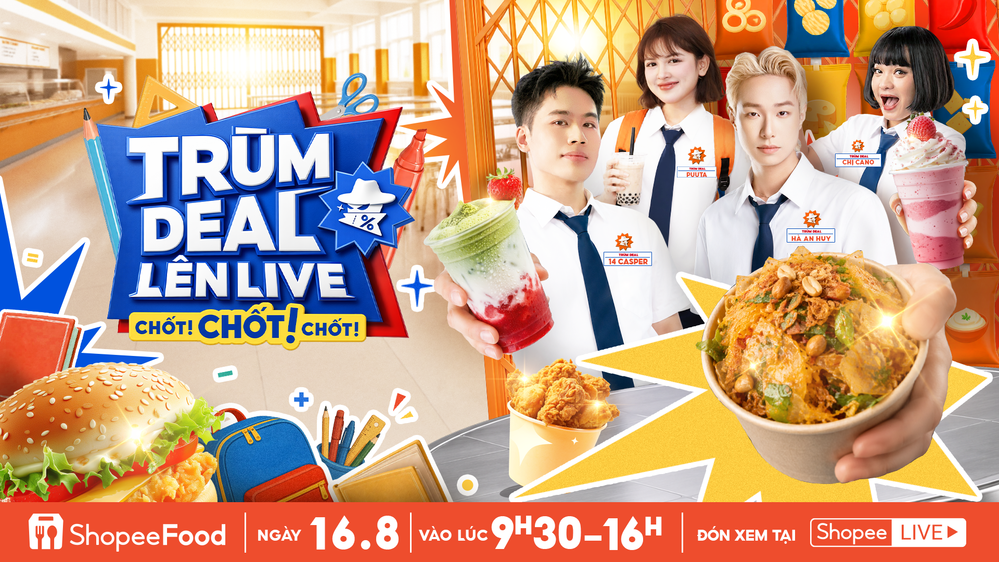 Trùm Deal Lên Live 16/8 với sự góp mặt của 14 Casper, Hà An Huy, Chị Cano và Puuta cùng loạt hoạt động giải trí và khung giờ săn deal hấp dẫn.
Trùm Deal Lên Live 16/8 với sự góp mặt của 14 Casper, Hà An Huy, Chị Cano và Puuta cùng loạt hoạt động giải trí và khung giờ săn deal hấp dẫn.
