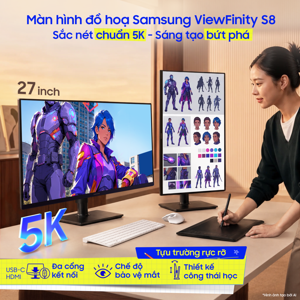 Màn hình đồ hoạ ViewFinity S8 sở hữu độ phân giải 5K và thiết kế công thái học vượt trội.
Màn hình đồ hoạ ViewFinity S8 sở hữu độ phân giải 5K và thiết kế công thái học vượt trội.