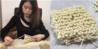 Mê mẩn với clip tự làm "mì tôm đan len" của cô nàng "thánh ăn công sở"