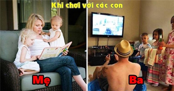 Khác biệt đến “phũ phàng” khi bố và mẹ trông con