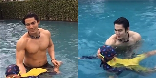 Cận cảnh chàng hot boy 6 múi dạy bơi