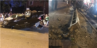 Hà Nội: Ô tô điên gây tai nạn liên hoàn, nằm phơi bụng giữa đường