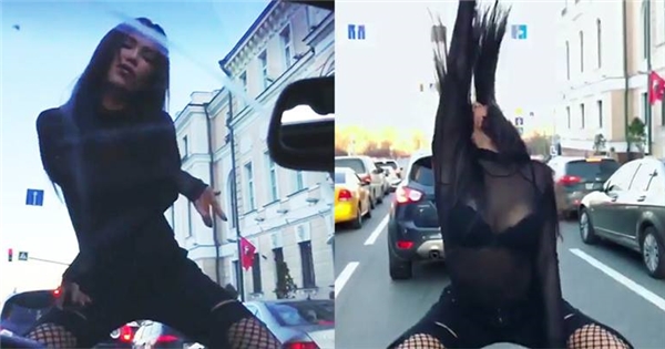 Tức giận vì kẹt xe, siêu mẫu Nga trình diễn vũ đạo 18+ ngay trên phố