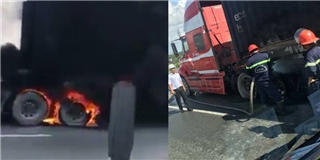 Ô tô tải bất ngờ bốc cháy dữ dội trên cao tốc Long Thành - Dầu Giây