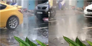 Xuất hiện hiện tượng “đài phun nước” tại TP.HCM trong cơn mưa